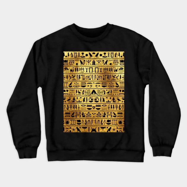 Gold and Black Hieroglyphics Mask Crewneck Sweatshirt by CRWPROD